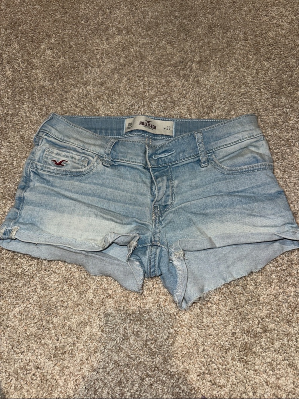 Hollister Light Blue Rolled Hem Denim Shorts